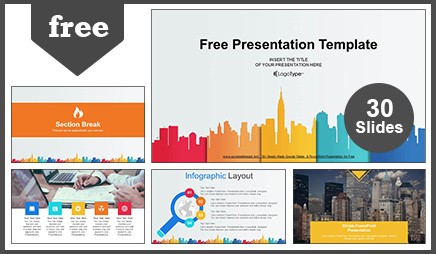 City buildings silhouettes colors Google Slides & PowerPoint Presentation  