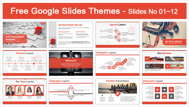 Different red quadrangle Google Slides & PowerPoint Template  Different red quadrangle Google Slides & PowerPoint Template  