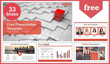 Different red quadrangle Google Slides & PowerPoint Template  