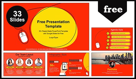 Computer Mouse with Red Background Google Slides & PowerPoint Presentation  