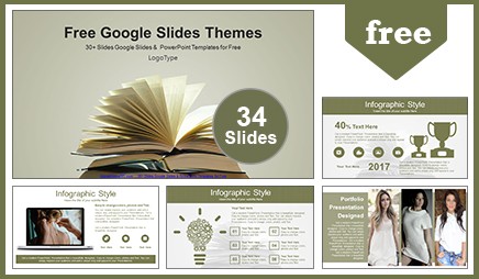 Composition with vintage old books Google Slides & PowerPoint Template  