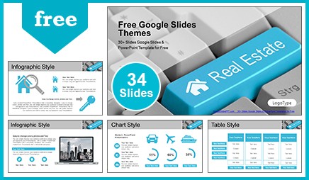 Real Estate Key on Computer Keyboard Google Slides & PowerPoint Template  