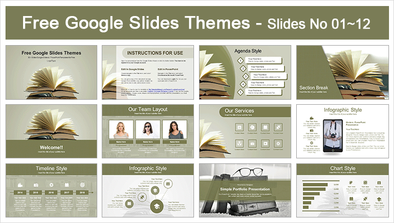 Composition with vintage old books Google Slides & PowerPoint Template  Composition with vintage old books Google Slides & PowerPoint Template  