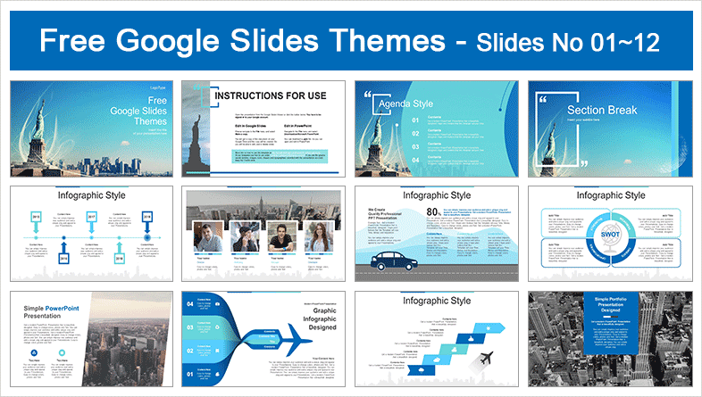 Statue of Liberty New York Skyline Google Slides Themes  Statue of Liberty New York Skyline Google Slides Themes  